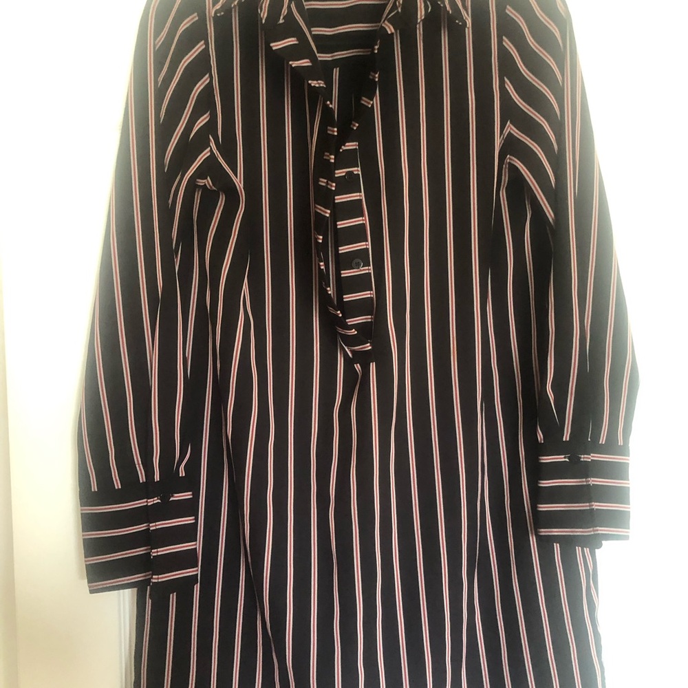 Max Studio Black Dress with Pink and White Stripes